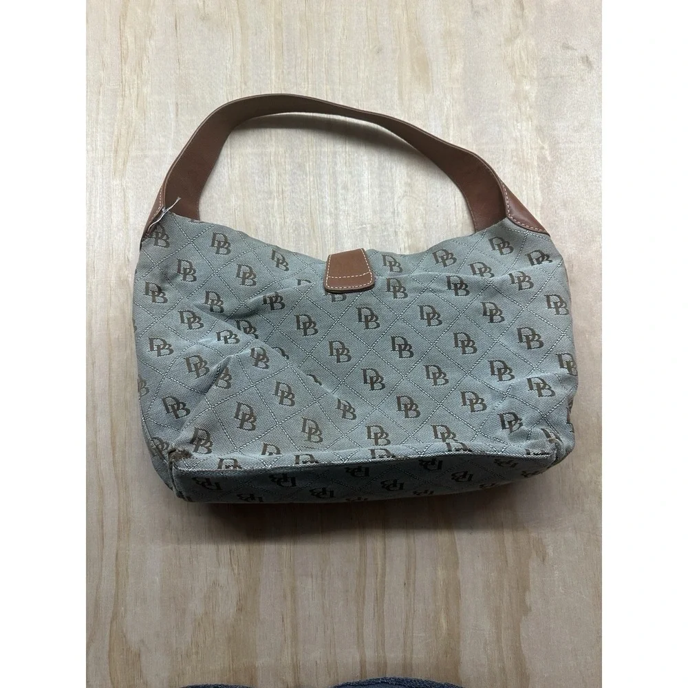 Dooney&Bourke Brown Canvas Monogram Logo Leather‎ Accent bag *flaws* Clean